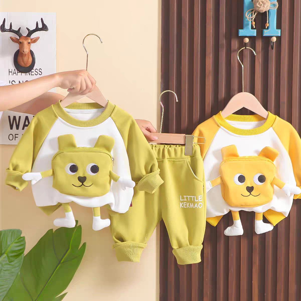 π» Fun Cartoon Face Kids Co-ord Set β Soft Sweatshirt & Jogger Pants