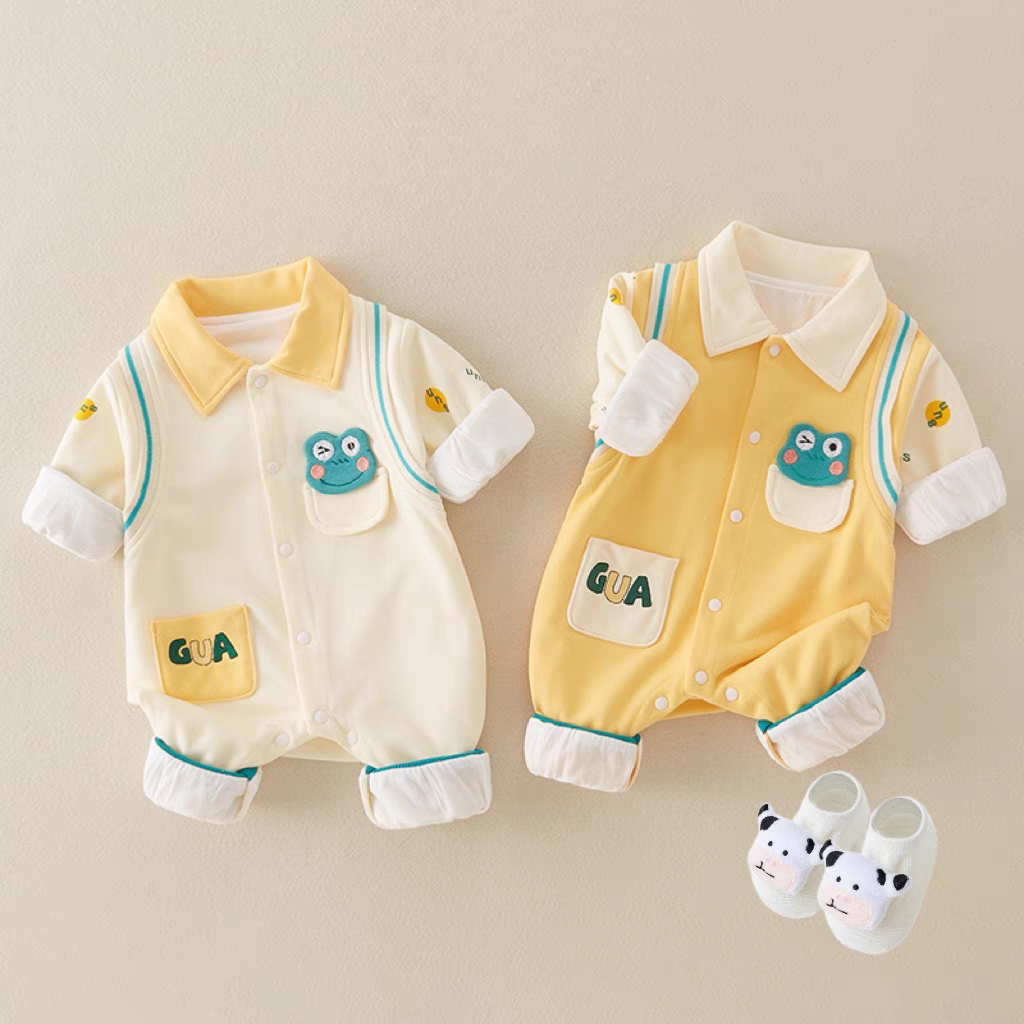 Frog Baby Romper β Soft Collar Style Cotton Jumpsuit