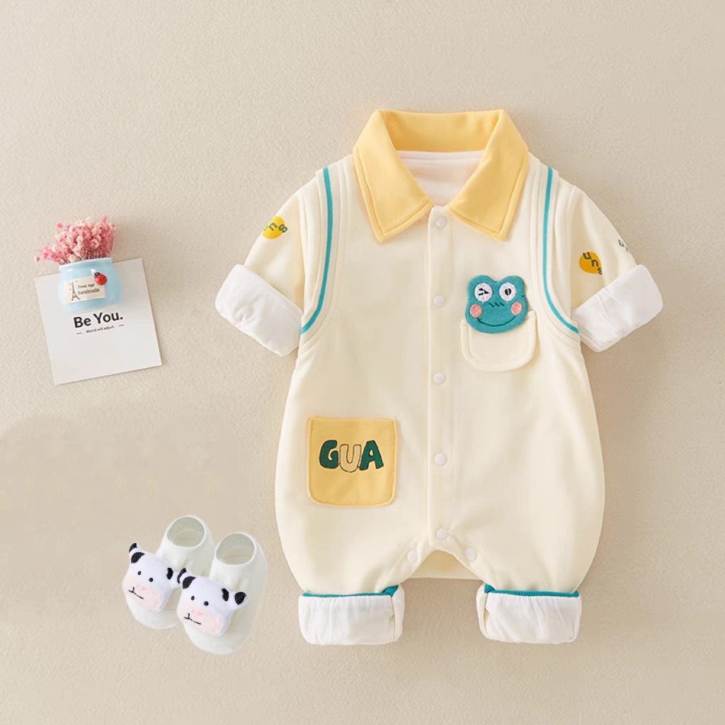 Frog Baby Romper β Soft Collar Style Cotton Jumpsuit