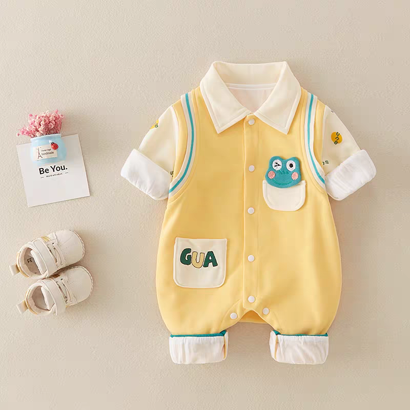 Frog Baby Romper β Soft Collar Style Cotton Jumpsuit