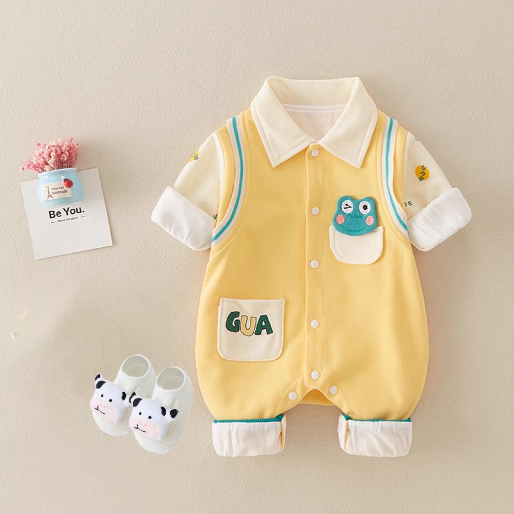 Frog Baby Romper β Soft Collar Style Cotton Jumpsuit