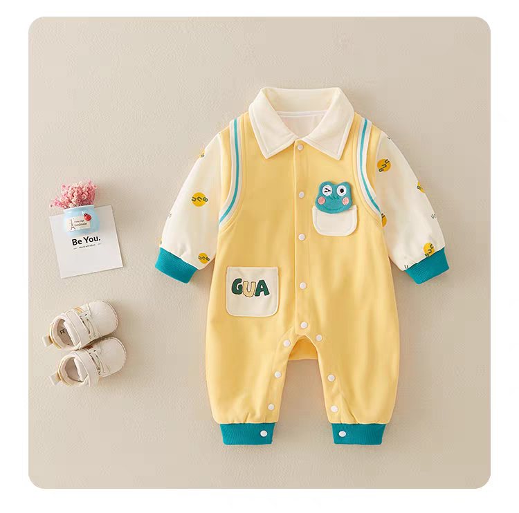 Frog Baby Romper β Soft Collar Style Cotton Jumpsuit