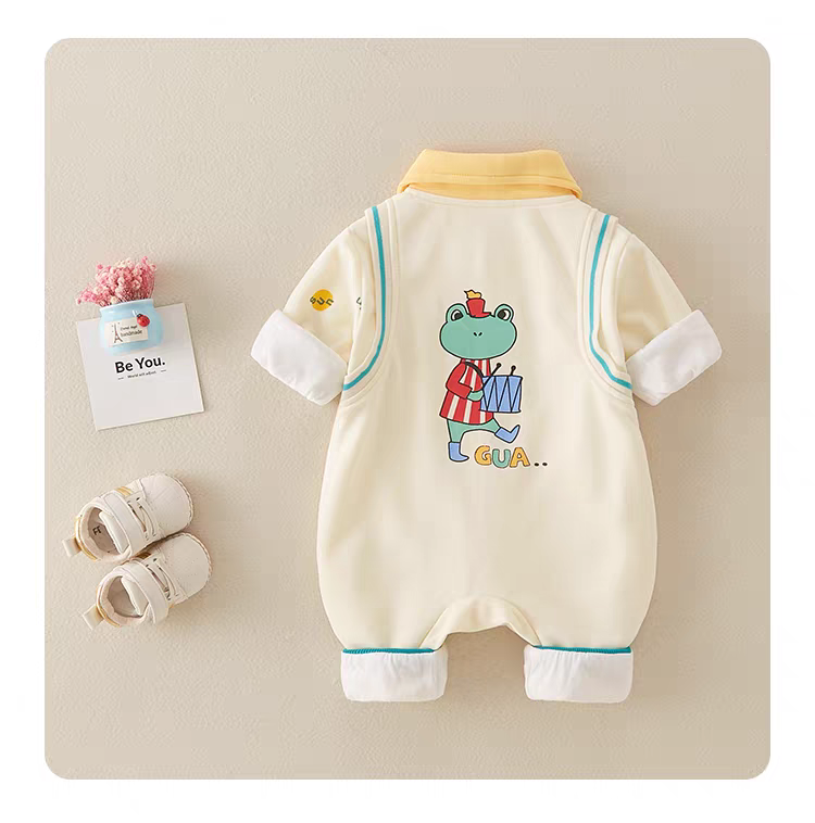 Frog Baby Romper β Soft Collar Style Cotton Jumpsuit