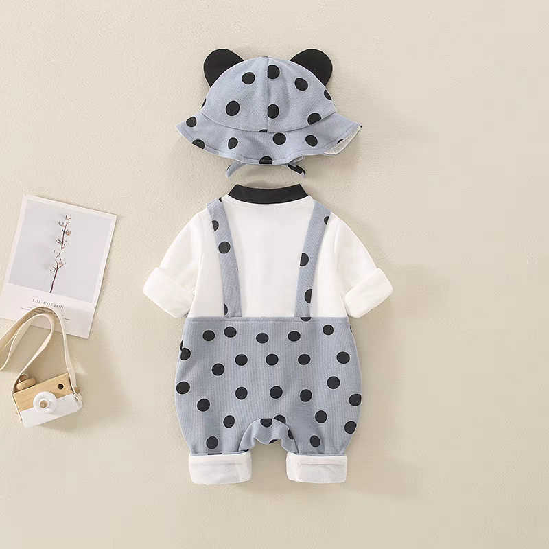 Adorable Panda Polka Dot Baby Romper Set with Hat β Soft Cotton