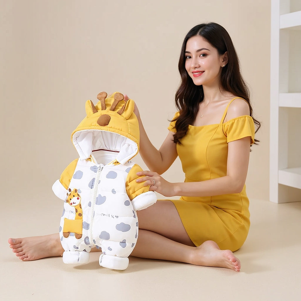 Cute Giraffe Baby Romper – Soft & Cozy Jumpsuit