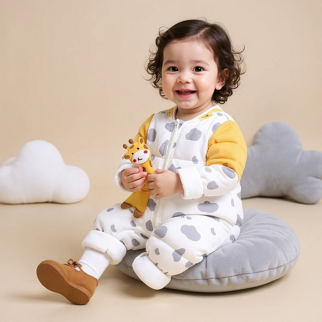 Cute Giraffe Baby Romper – Soft & Cozy Jumpsuit