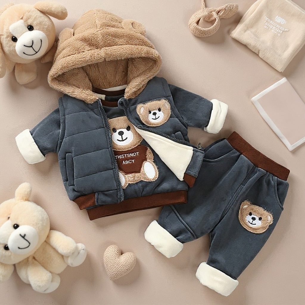 .Baby Boys and girls Teddy Bear Ear 3-Piece Warm Set