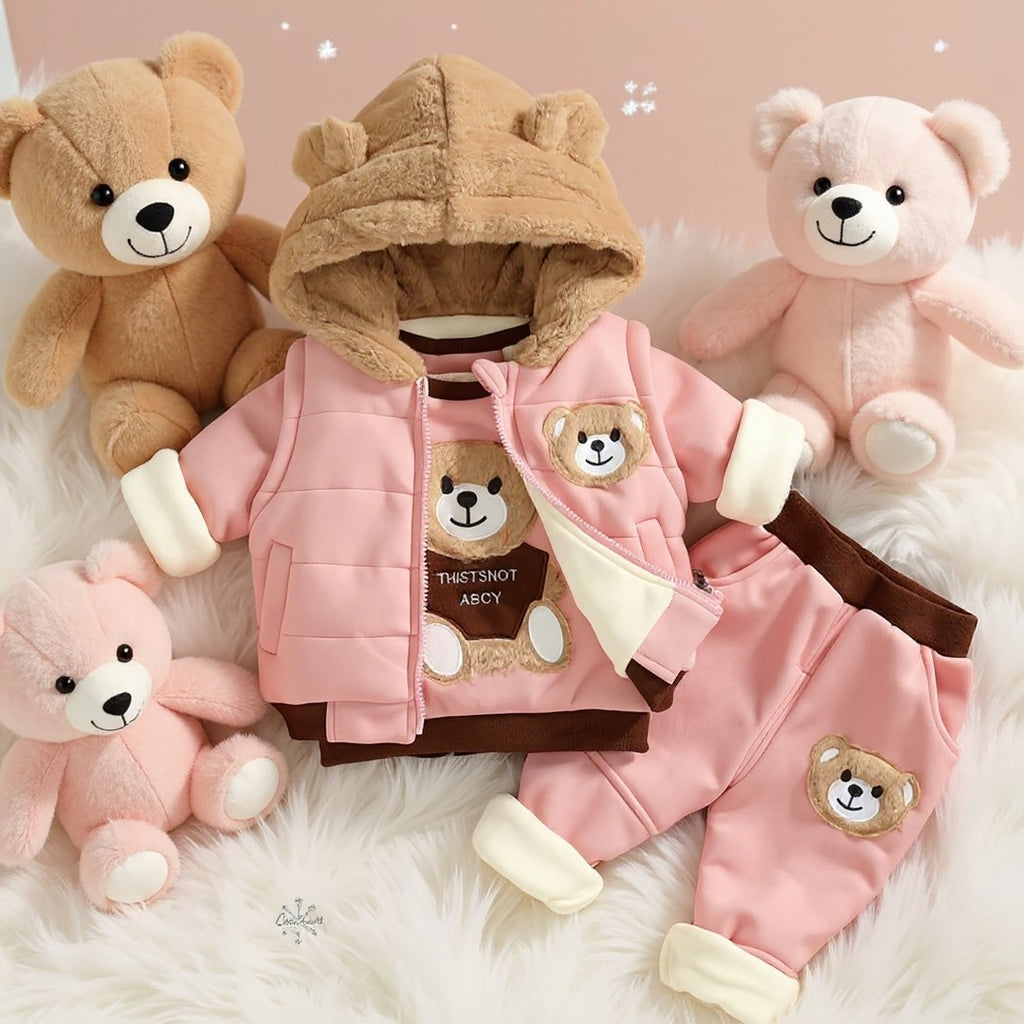.Baby Boys and girls Teddy Bear Ear 3-Piece Warm Set