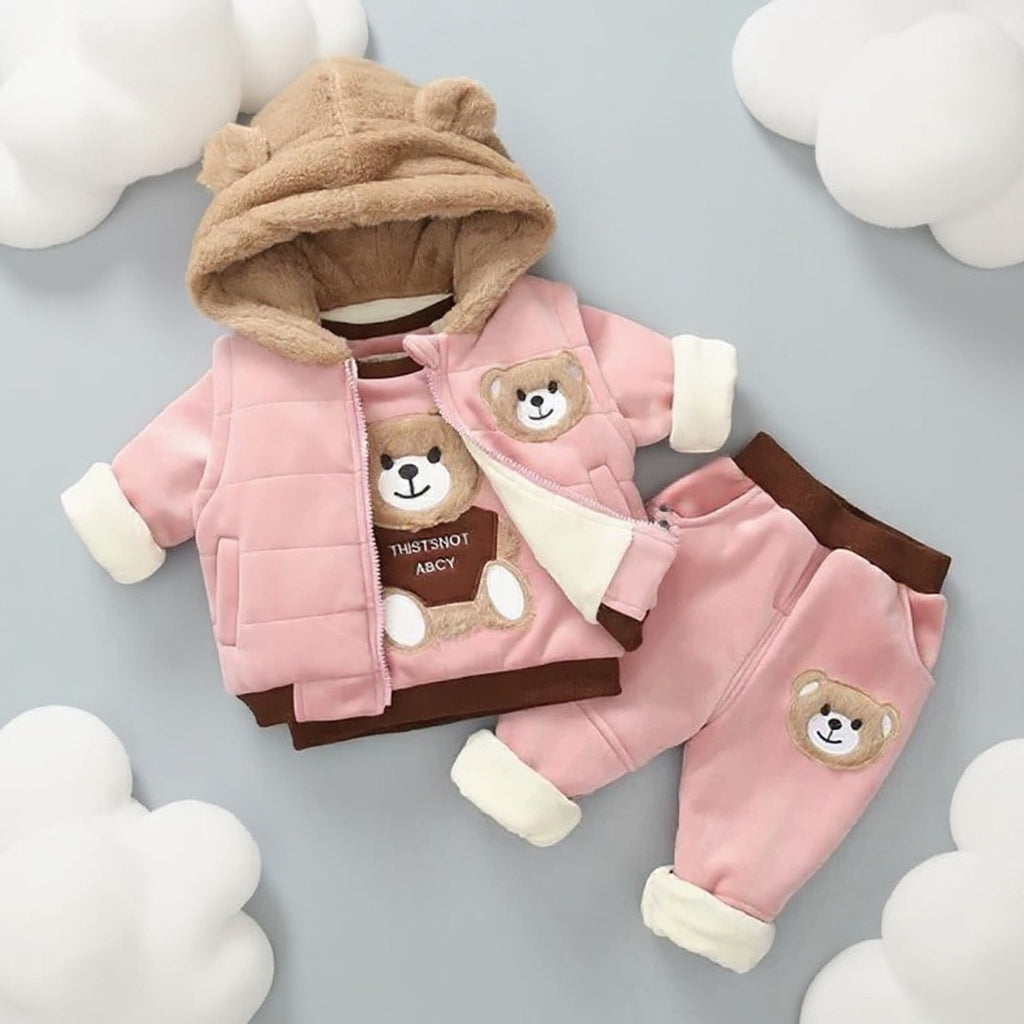 .Baby Boys and girls Teddy Bear Ear 3-Piece Warm Set