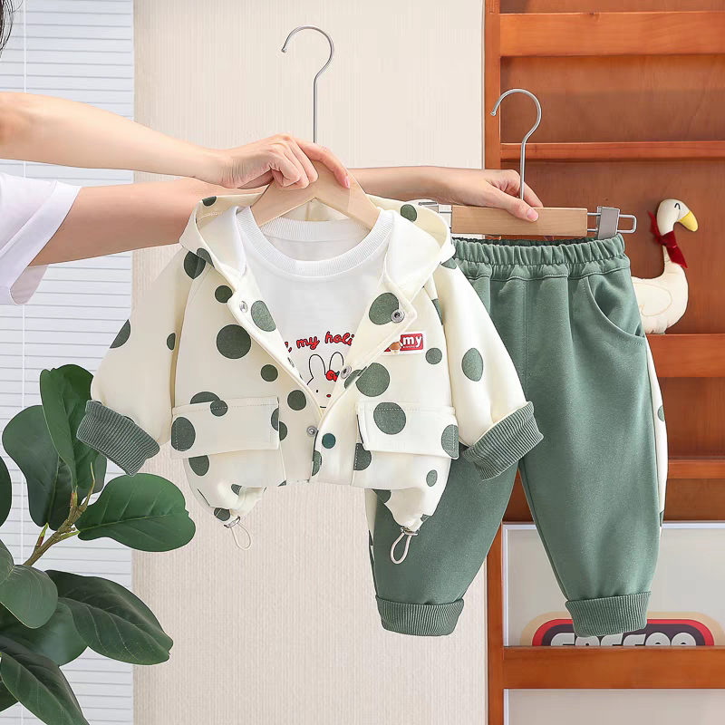 🧸 Kids' 3-Piece Teddy Bear Outfit Set - Cute & Cozy Style!