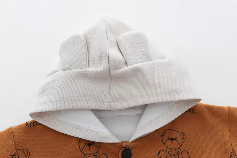 🧸 Cute Bear Print 3-Piece Kids Outfit Set – Hoodie, T-Shirt & Jeans Combo