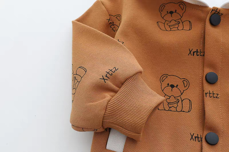 🧸 Cute Bear Print 3-Piece Kids Outfit Set – Hoodie, T-Shirt & Jeans Combo