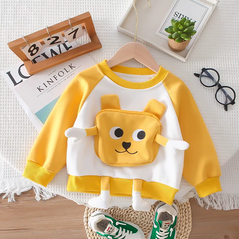 🐻 Fun Cartoon Face Kids Co-ord Set – Soft Sweatshirt & Jogger Pants