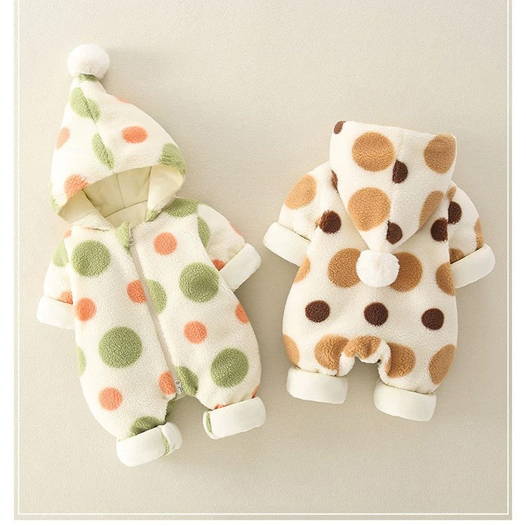 Cozy Polka Dot Baby Winter Jumpsuit ❄️ | Soft, Warm & Adorable | Price Drops to ₹299 — Soon ₹499!