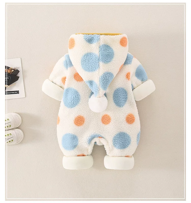 Cozy Polka Dot Baby Winter Jumpsuit ❄️ | Soft, Warm & Adorable | Price Drops to ₹299 — Soon ₹499!
