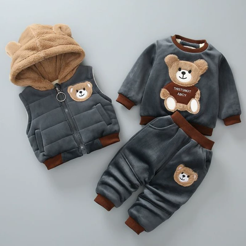 .Baby Boys and girls Teddy Bear Ear 3-Piece Warm Set