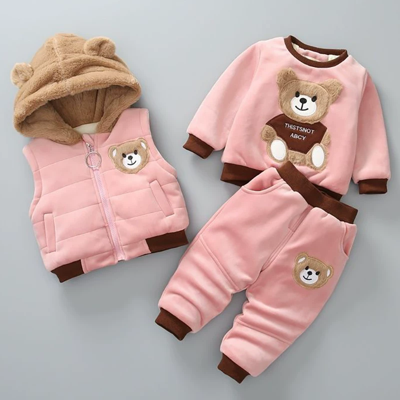 .Baby Boys and girls Teddy Bear Ear 3-Piece Warm Set