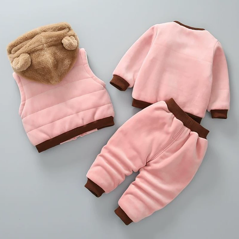 .Baby Boys and girls Teddy Bear Ear 3-Piece Warm Set