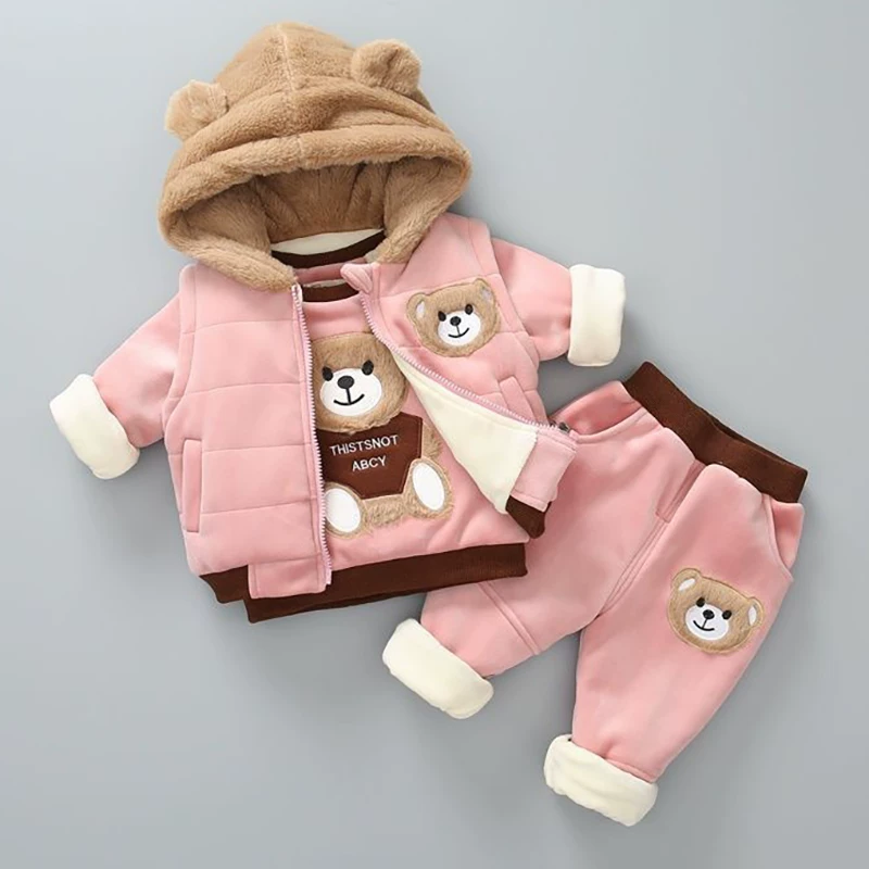 .Baby Boys and girls Teddy Bear Ear 3-Piece Warm Set